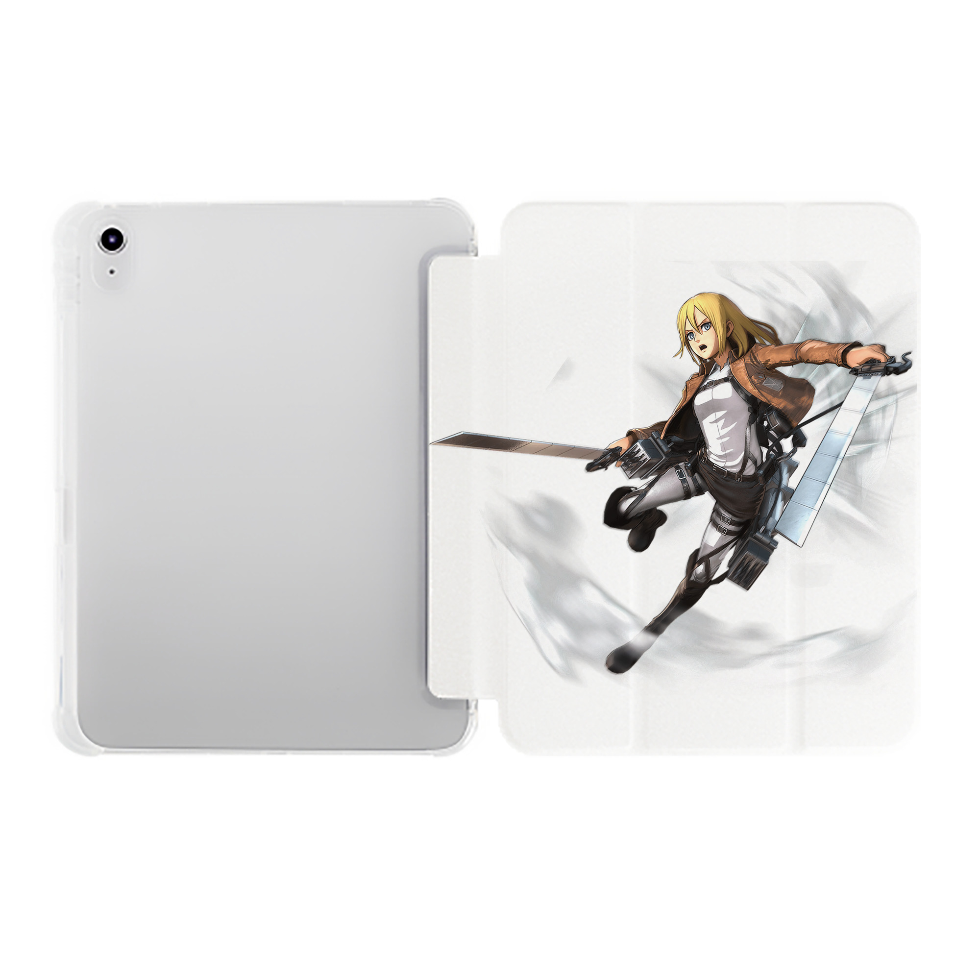 （画像用） 進撃の巨人 クリスタ·レンズ Attack on Titan Christa Lenz IPad ケース ペン収納付き 三つ折りスタンド PUレザー×シリコン 対応機種9.5/10.5/10.9インチ